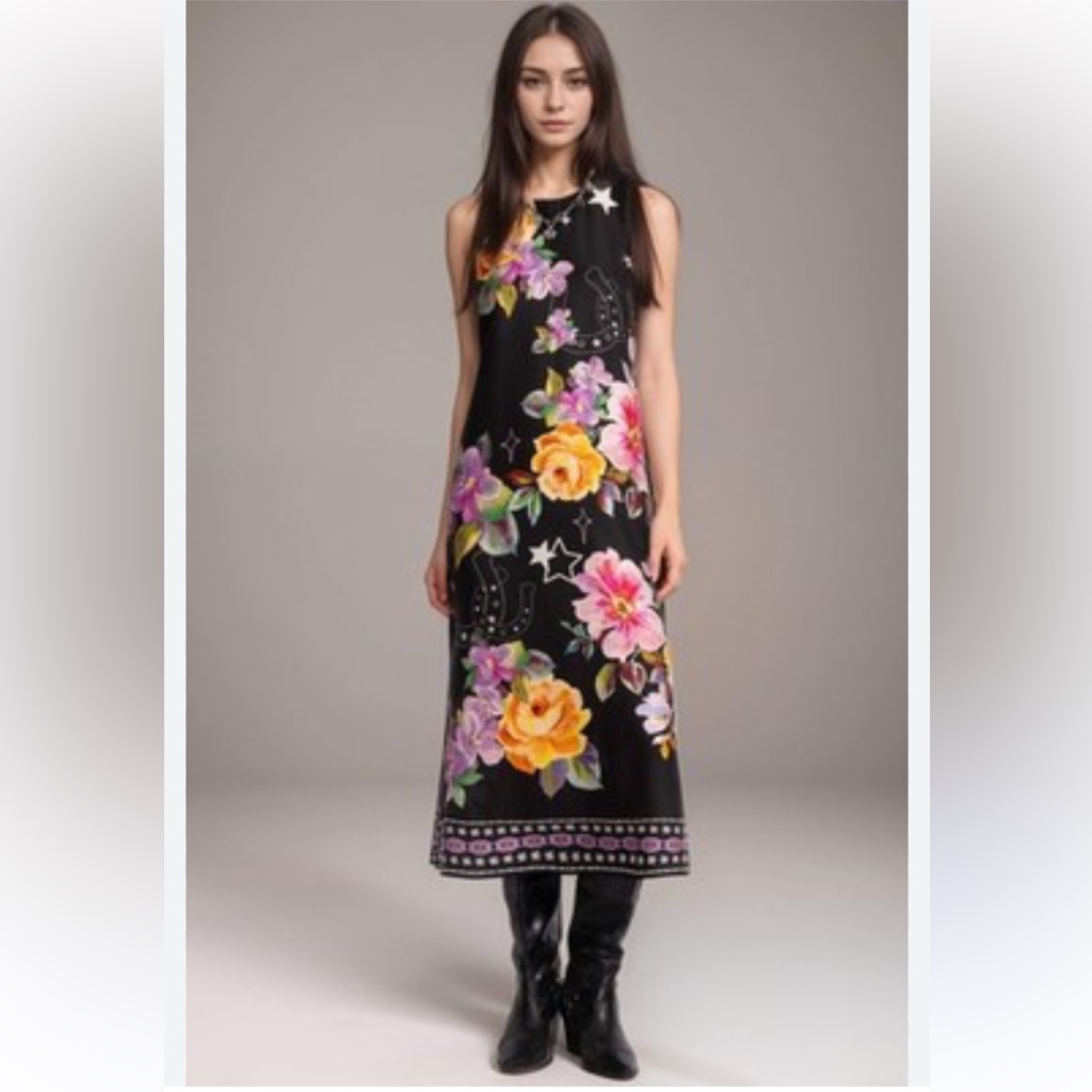 Nwt Johnny Was Jade Karolina Tea Length Dress